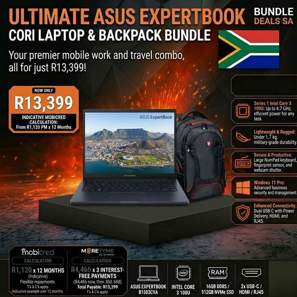 The Ultimate Professional Mobility Bundle: ASUS ExpertBook B1503 Core 3 Laptop & Port Courchevel 17.3" Urban Backpack