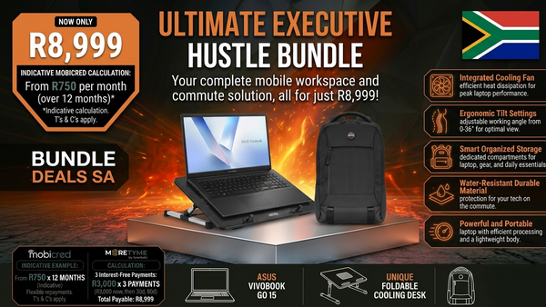Ultimate Executive Hustle Bundle Asus Vivobook Go 15 UniQue Foldable Cooling Desk Port Design Torino II Backpack.