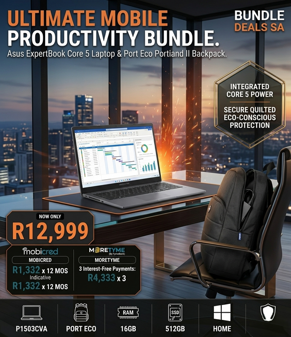 Asus ExpertBook Intel Core 5 16GB Laptop & Port Eco Portland II Backpack Bundle