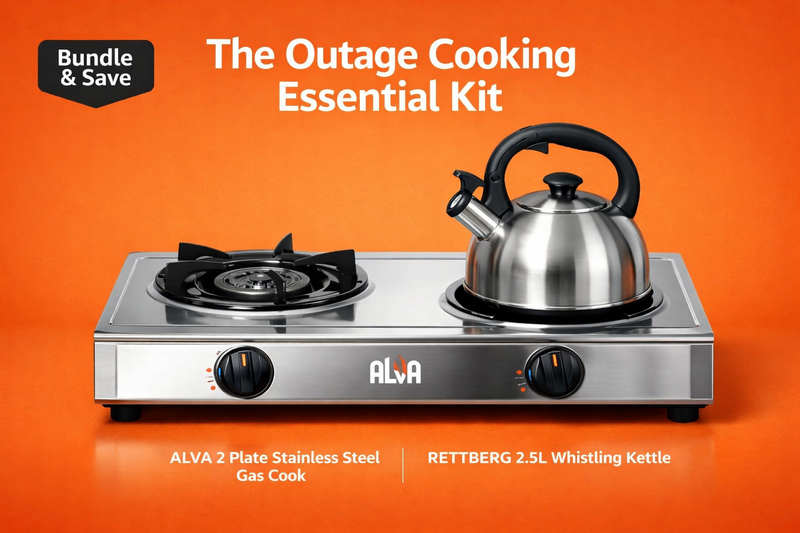 Smart-Basics Outage Cooking Kit: Heavy-Duty Stainless Steel Cooker + 2.5L Whistling Kettle
